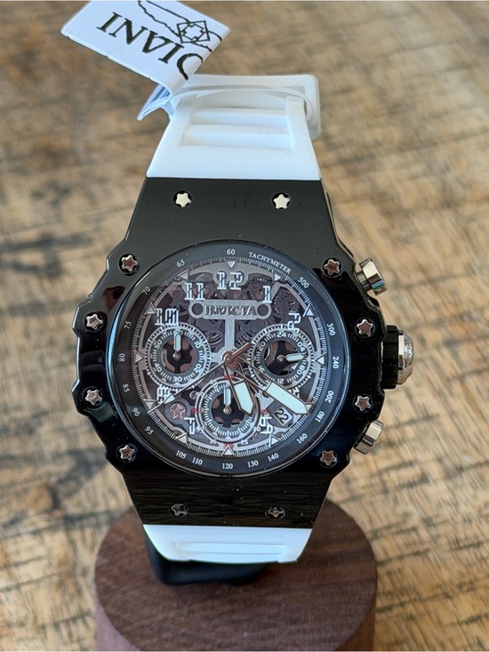 Invicta Other - NEW Invicta Vaulthon Chronograph - Black Case, White Silicone Strap 44mm - NIB